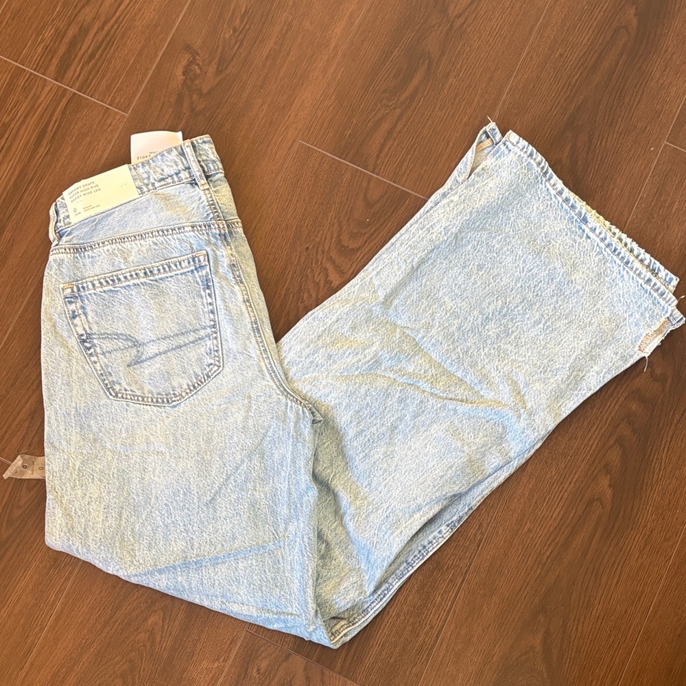 American Eagle Distressed dreamy drape baggy wide leg Jeans - Picture 2 of 3